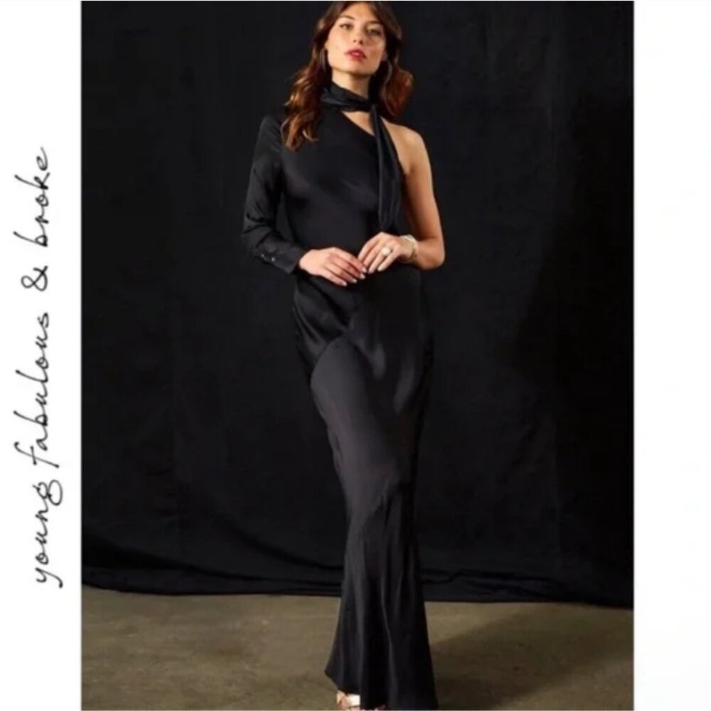 Young Fabulous & Broke Febe In Black One Shoulder Maxi Dress